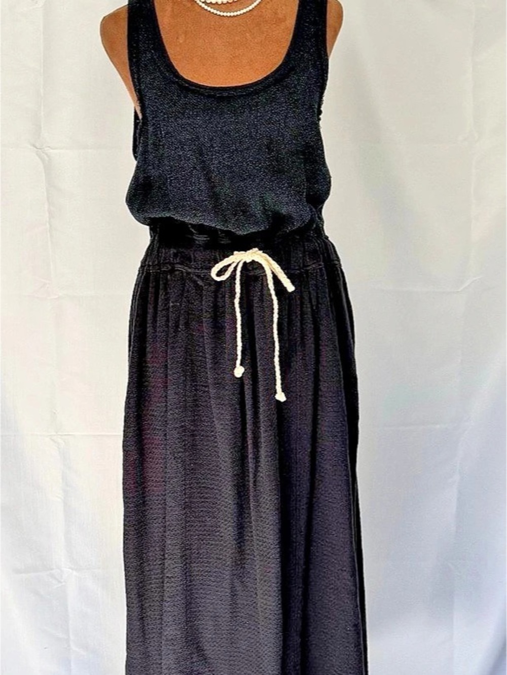 Free People "Those Sunshine Feels Knit & Gauze "Midi Dress Black Size S